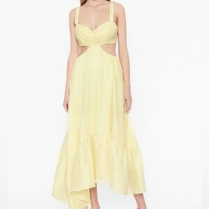 Bardot Revolve Yellow Cutout Mirabella Midi Dress, size 8 NWOT